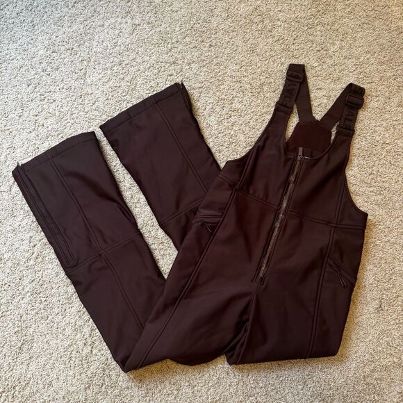 Halfdays Isabel Soft Shell Bib Pant Ski Small Waterproof Brown Spiked Cocoa - Picture 5 of 13